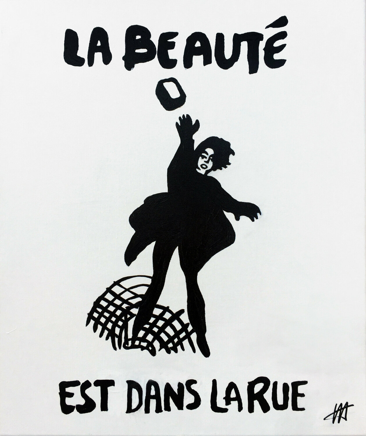 " La beauté est dans la rue" Fac-similé affiche Mai 68 Jean Jacques Venturini Peinture originale à vendre