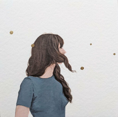 Goldene Punkte IV van Karoline Kroiß, Werk op papier te koop op Singulart