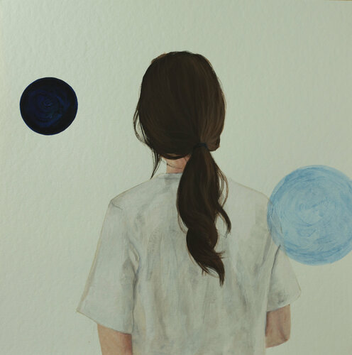 blaue Punkte III di Karoline Kroiß, Opera su carta in vendita su Singulart