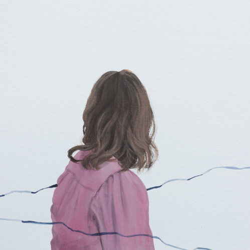 Blaue Bänder II van Karoline Kroiß, Werk op papier te koop op Singulart