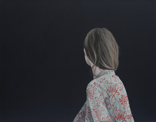 Mädchen mit gemusterer Bluse III van Karoline Kroiß, Schilderij te koop op Singulart