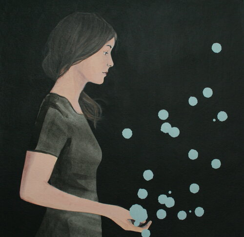 Blaue Punkte di Karoline Kroiß, Opera su carta in vendita su Singulart