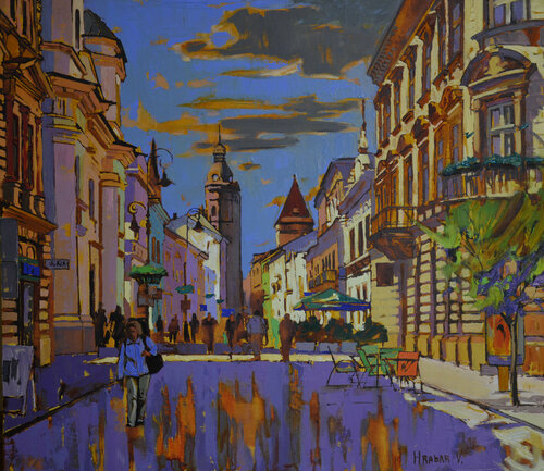 City of Contrasts di Vira Hrabar, Pittura in vendita su Singulart