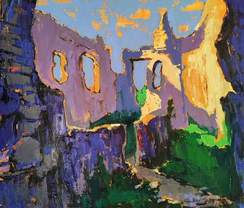 The ruins of the castle di Vira Hrabar, Pittura in vendita su Singulart