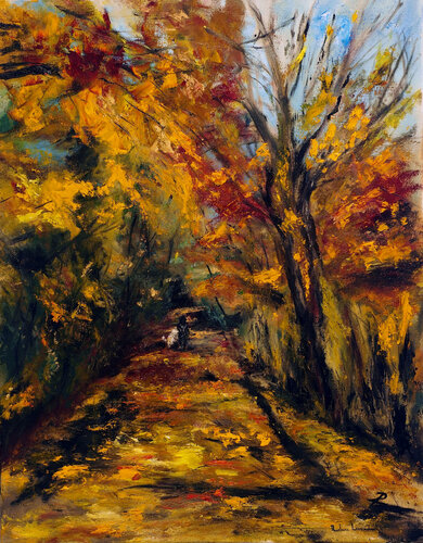 Impressionism in Autumn Forest par Ruslana Levandovska, Peinture en vente sur Singulart