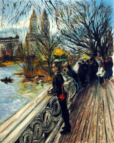 Central Park, On the Bow Bridge by Ruslana Levandovska, Painting for Sale on Singulart