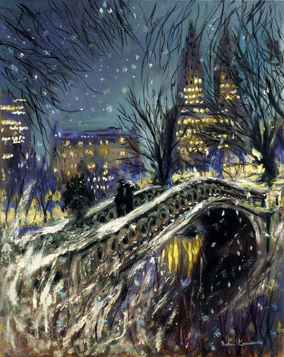 Winter Wonderland at Central Park par Ruslana Levandovska, Peinture en vente sur Singulart
