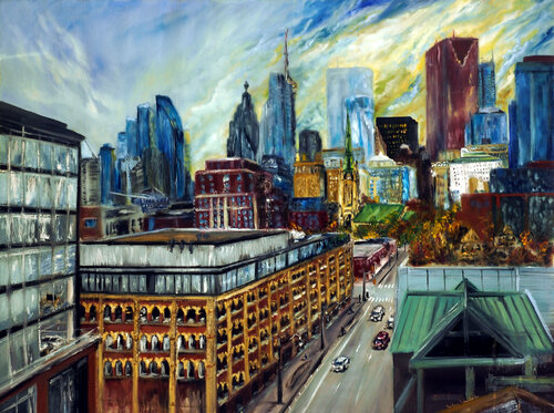Rooftop Cityview of Toronto par Ruslana Levandovska, Peinture en vente sur Singulart