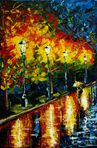 Impressionism Park Walk - a study di Ruslana Levandovska, Pittura in vendita su Singulart