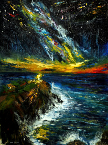 Between the Stars and the Ocean in Hawaii par Ruslana Levandovska, Peinture en vente sur Singulart
