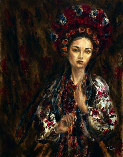 The Ukrainian Girl - a study di Ruslana Levandovska, Pittura in vendita su Singulart