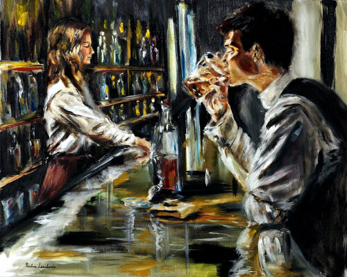 At the Bar by Ruslana Levandovska, Painting for Sale on Singulart