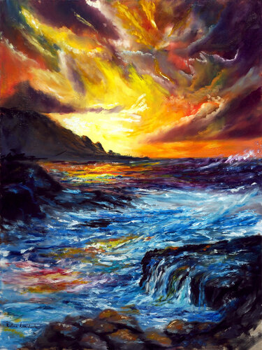 Sunset at Sea by Ruslana Levandovska, Painting for Sale on Singulart