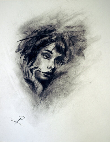 Charcoal Portrait III di Ruslana Levandovska, Opera su carta in vendita su Singulart