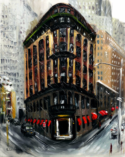 Snow in New York City, Wall Street by Ruslana Levandovska, 油畫 for Sale on Singulart
