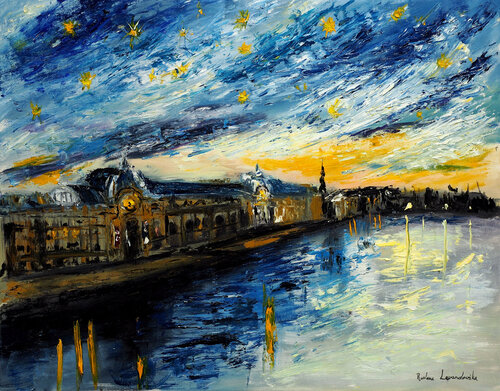 Starry Night over Paris, Musée d'Orsay di Ruslana Levandovska, Pittura in vendita su Singulart
