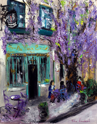 The Purple Cafe in Paris, France par Ruslana Levandovska, Peinture en vente sur Singulart