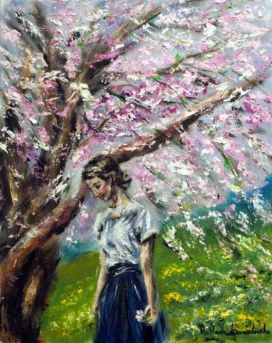 By the Cherry Tree, Commission par Ruslana Levandovska, Peinture en vente sur Singulart