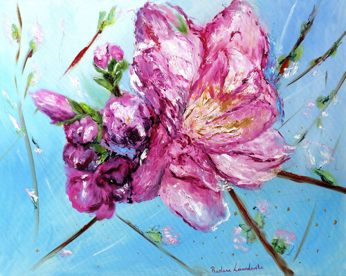 Pink Cherry Blossoms - with gold embelishment Ruslana Levandovska