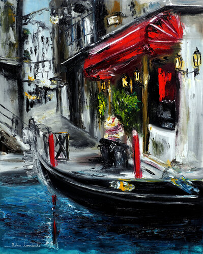 Gondolier in Venice di Ruslana Levandovska, Pittura in vendita su Singulart