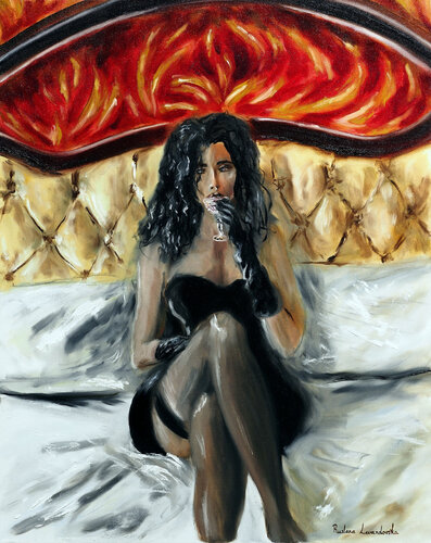 Woman with a Cocktail de Ruslana Levandovska, Pintura a la venta en Singulart