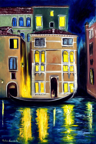 Night in Venice, Italy van Ruslana Levandovska, Schilderij te koop op Singulart