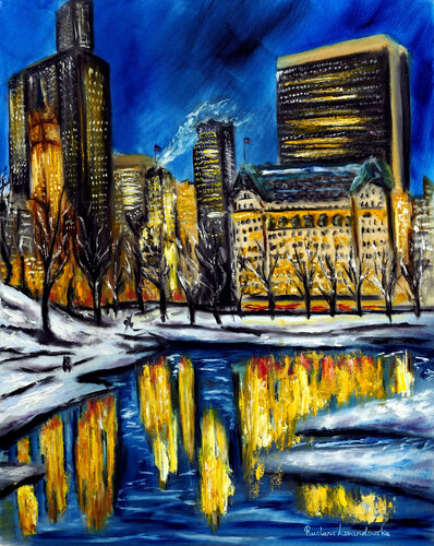 New York City Central Park in Winter von Ruslana Levandovska, Malerei kaufen auf Singulart