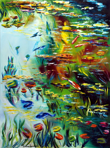 Monet's Pond of Peacefulness II van Ruslana Levandovska, Schilderij te koop op Singulart