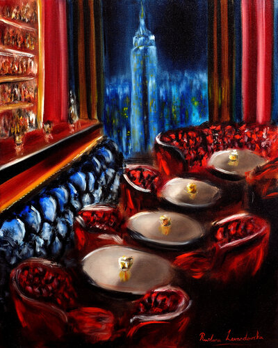 New York Lounge Bar - Interior by Ruslana Levandovska, 油畫 for Sale on Singulart