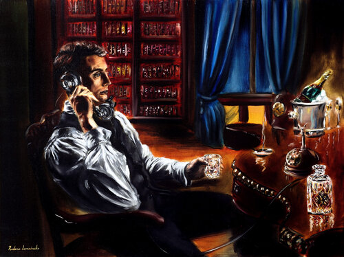 The Whiskey Call by Ruslana Levandovska, Painting for Sale on Singulart