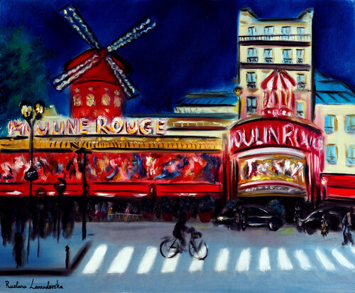 Moulin Rouge, Evening Paris di Ruslana Levandovska, Pittura in vendita su Singulart