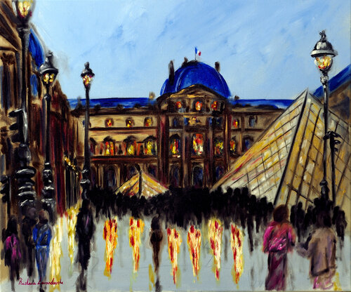 Louvre Museum in Paris de Ruslana Levandovska, Pintura a la venta en Singulart