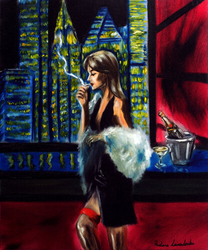 Lady in the City Night von Ruslana Levandovska, Malerei kaufen auf Singulart