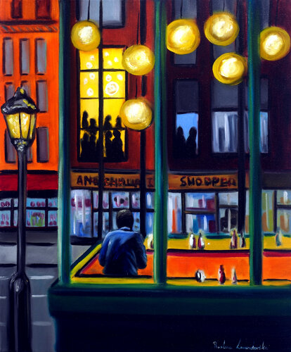 Nightfall Cafe von Ruslana Levandovska, Malerei kaufen auf Singulart