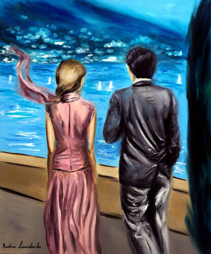 A Walk in Lake Como van Ruslana Levandovska, Schilderij te koop op Singulart