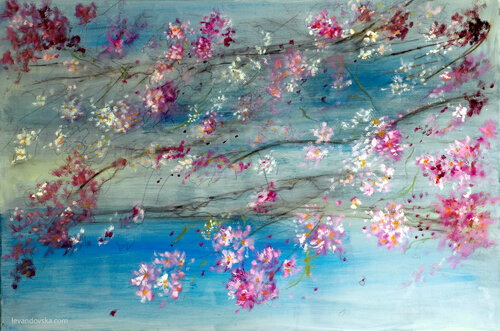 Blooming Cherry Blossoms of Japan by Ruslana Levandovska, Painting for Sale on Singulart