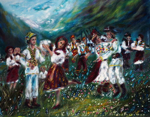 Guculy in the mountains par Ruslana Levandovska, Peinture en vente sur Singulart
