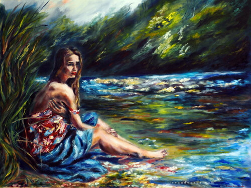 Woman's Reflection of the Lake by Ruslana Levandovska, Painting for Sale on Singulart