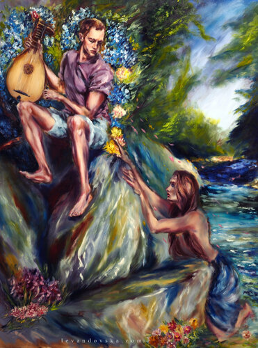 The Lute Player Mythology of Nymph de Ruslana Levandovska, Pintura a la venta en Singulart