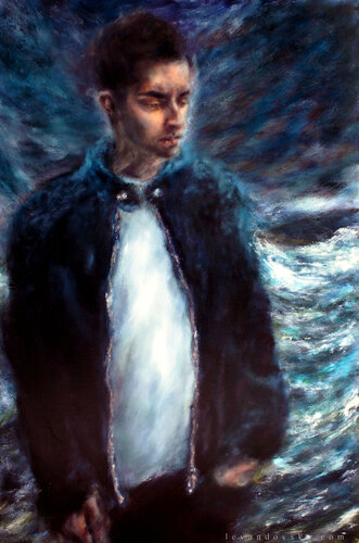 Portrait of a Male by the Sea - a study par Ruslana Levandovska, Peinture en vente sur Singulart
