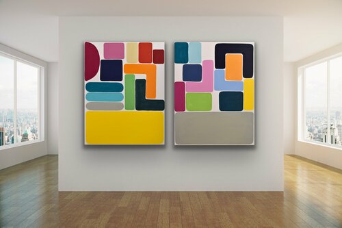 Formation! diptych (2 pieces, each 70x90cm) van Astrid Stoeppel, Schilderij te koop op Singulart