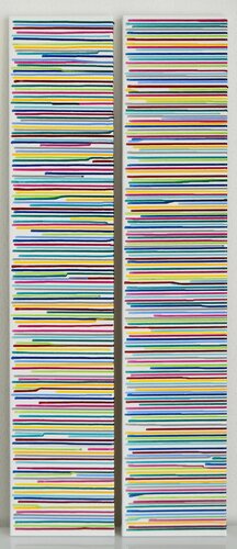 Colorful bars #6 (diptych, 2 pieces, each 100x20cm) van Astrid Stoeppel, Schilderij te koop op Singulart