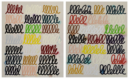 Script #5,6 diptych (2 pieces, each 100x80cm) par Astrid Stoeppel, Peinture en vente sur Singulart
