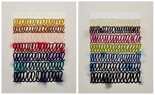 Script #7, 8 diptych (2 panels, each 100x80cm) par Astrid Stoeppel, Peinture en vente sur Singulart