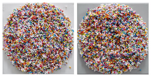 Colorful Mini Dots! diptych (2 pieces, each 20x20cm) van Astrid Stoeppel, Schilderij te koop op Singulart