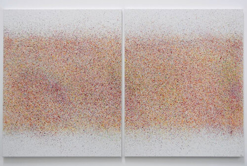 Large sprinkled field #3 diptych (2 pieces, each 80x100cm) Astrid Stoeppel