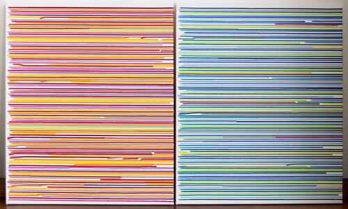 Divided colors #2 diptych (two pieces, each 60x50cm) di Astrid Stoeppel, Pittura in vendita su Singulart