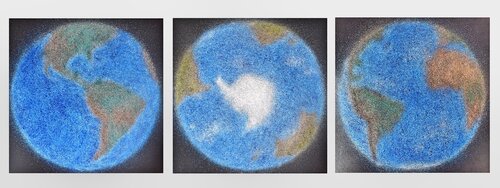 Planet Earth Series (Triptych, 3 pieces, each 100x100cm) de Astrid Stoeppel, Pintura a la venta en Singulart