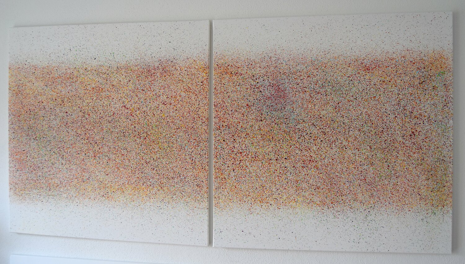 Large sprinkled field #2 diptych (2 pieces, each 90x90cm) Astrid Stoeppel Originalgemälde zu verkaufen