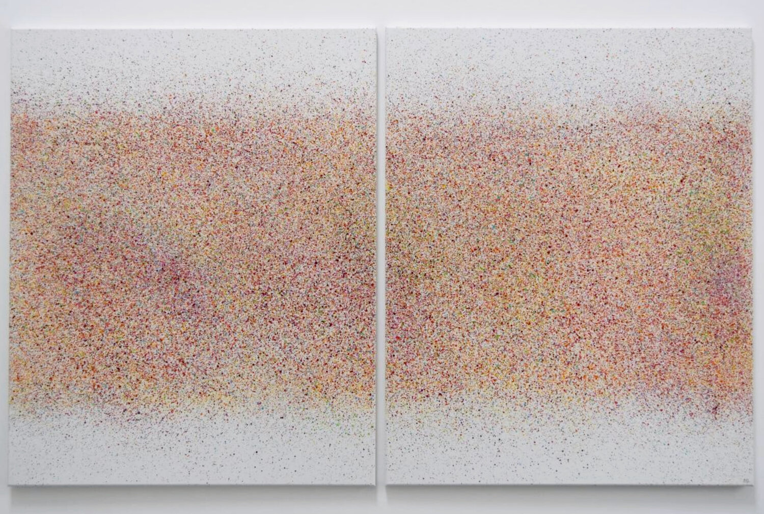 Large sprinkled field #3 diptych (2 pieces, each 80x100cm) Astrid Stoeppel Originalgemälde zu verkaufen